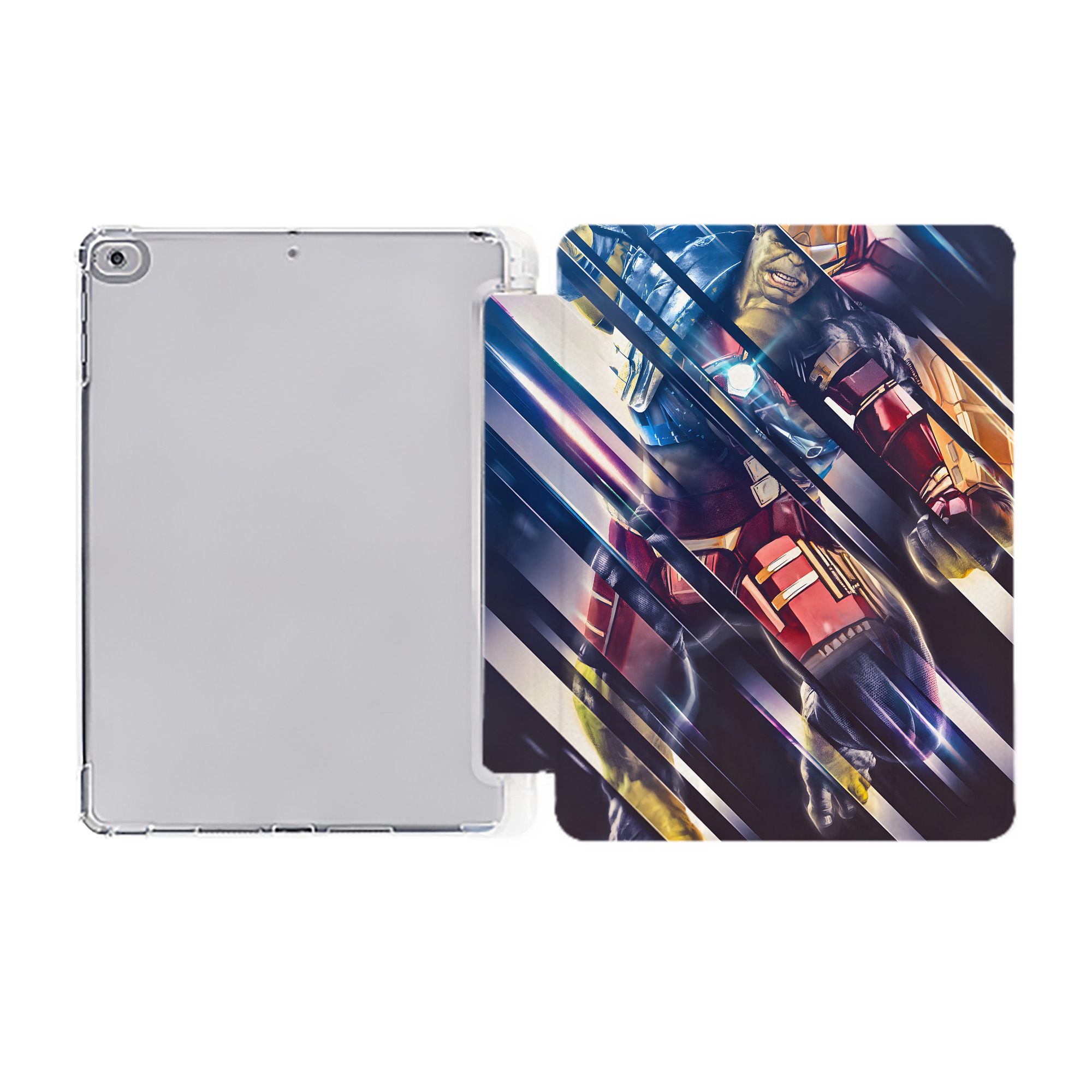 （画像用） アベンジャーズ The Avengers IPad ケース ペン収納付き 三つ折りスタンド PUレザー×シリコン 対応機種9.5/10.5/10.9インチ